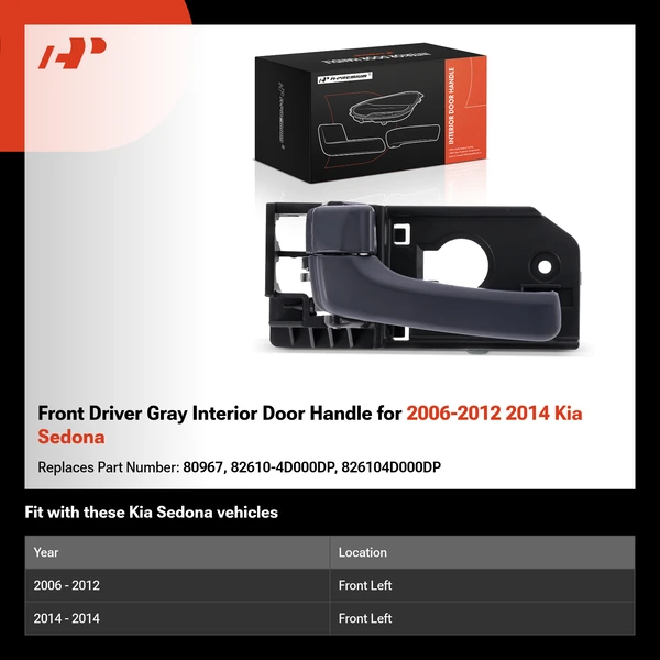 Front Driver Gray Interior Door Handle for 2006-2012 2014 Kia Sedona