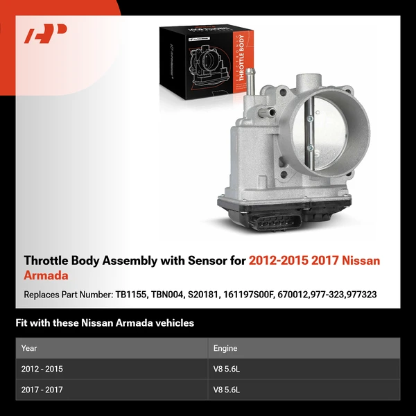 Throttle Body Assembly with Sensor for 2012-2015 2017 Nissan Armada