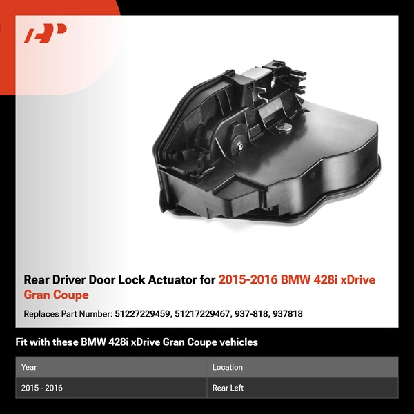 Rear Driver Door Lock Actuator for 2015-2016 BMW 428i xDrive Gran Coupe