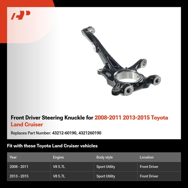 Front Driver Steering Knuckle for 2008-2011 2013-2015 Toyota Land Cruiser
