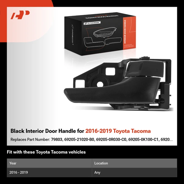 Black Interior Door Handle for 2016-2019 Toyota Tacoma