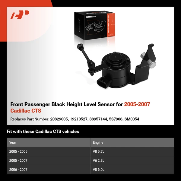 Front Passenger Black Height Level Sensor for 2005-2007 Cadillac CTS