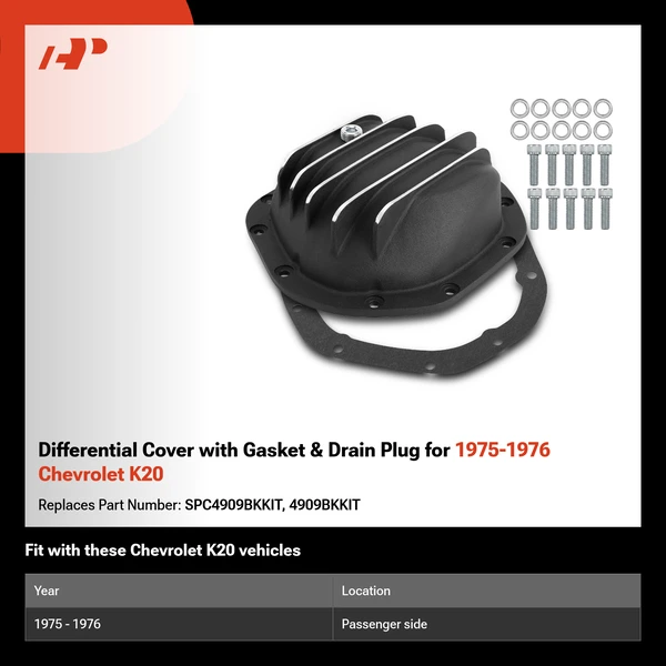 Differential Cover with Gasket & Drain Plug for 1975-1976 Chevrolet K20