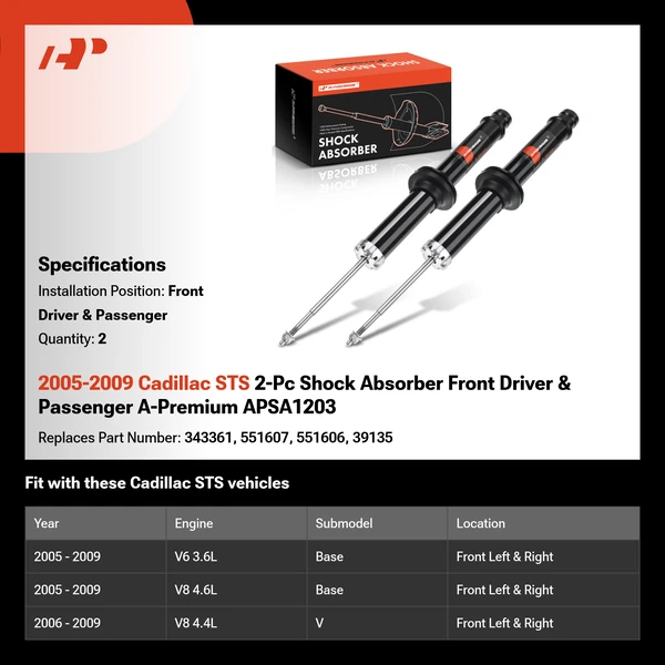 2005-2009 Cadillac STS 2-Pc Shock Absorber Front Driver & Passenger A-Premium APSA1203