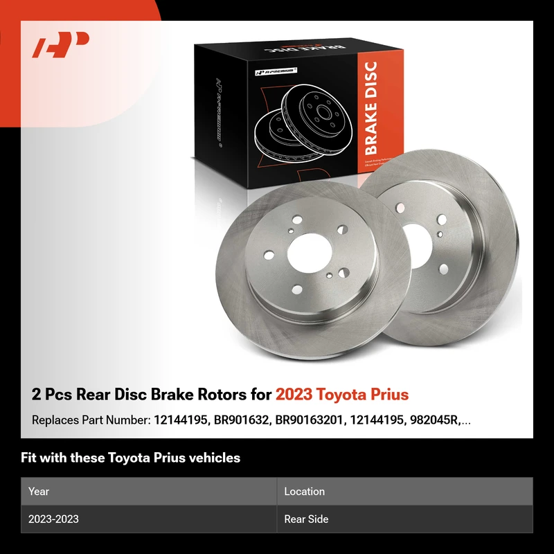 2 Pcs Rear Disc Brake Rotors for 2023 Toyota Prius