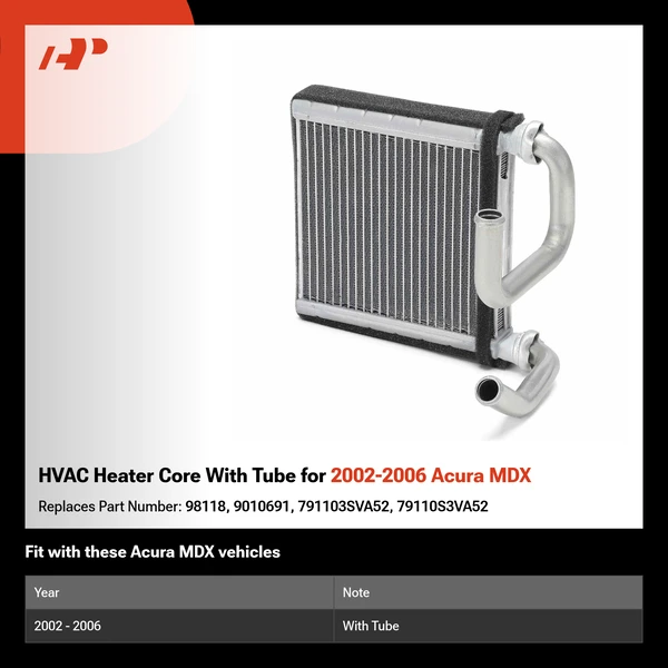 HVAC Heater Core With Tube for 2002-2006 Acura MDX