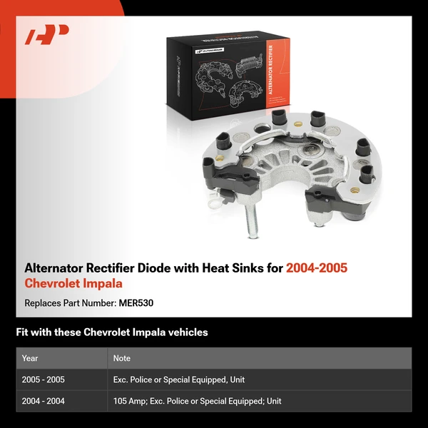 Alternator Rectifier Diode with Heat Sinks for 2004-2005 Chevrolet Impala