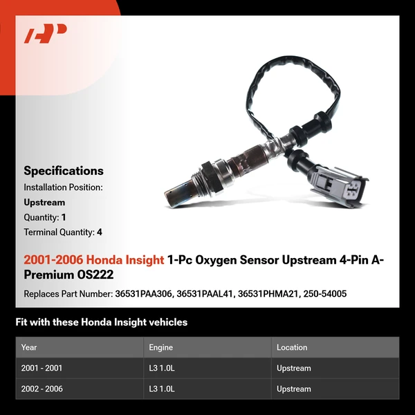 2001-2006 Honda Insight 1-Pc Oxygen Sensor Upstream 4-Pin A-Premium OS222