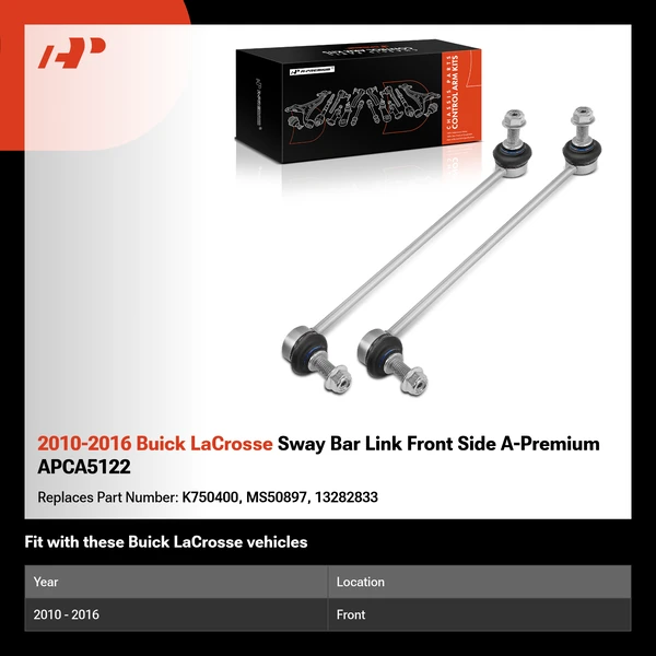 2010-2016 Buick LaCrosse Sway Bar Link Front Side A-Premium APCA5122