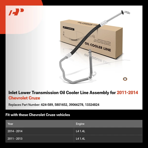 Inlet Lower Transmission Oil Cooler Line Assembly for 2011-2014 Chevrolet Cruze