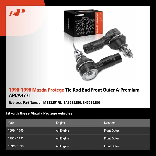 1990-1998 Mazda Protege Tie Rod End Front Outer A-Premium APCA4771