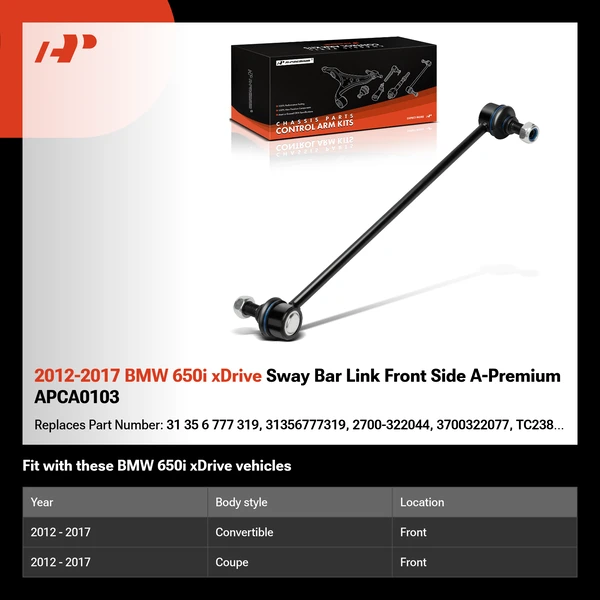 2012-2017 BMW 650i xDrive Sway Bar Link Front Side A-Premium APCA0103