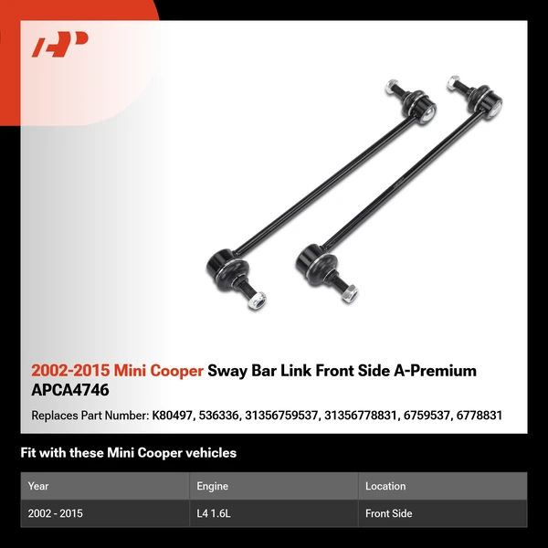 2002-2015 Mini Cooper Sway Bar Link Front Side A-Premium APCA4746