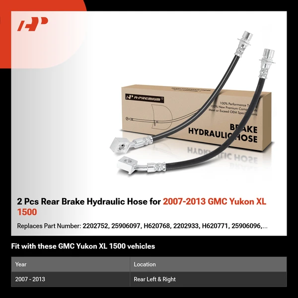 2 Pcs Rear Brake Hydraulic Hose for 2007-2013 GMC Yukon XL 1500