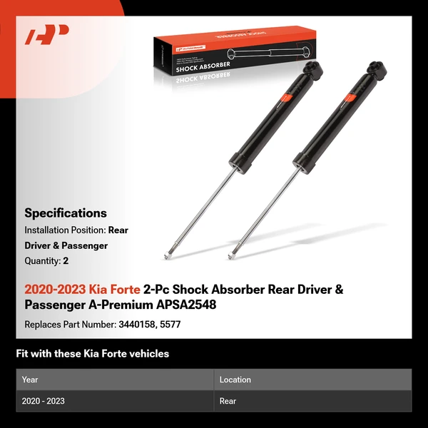 2020-2023 Kia Forte 2-Pc Shock Absorber Rear Driver & Passenger A-Premium APSA2548