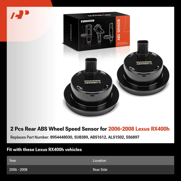 2 Pcs Rear ABS Wheel Speed Sensor for 2006-2008 Lexus RX400h