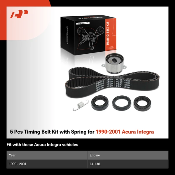 5 Pcs Timing Belt Kit with Spring for 1990-2001 Acura Integra