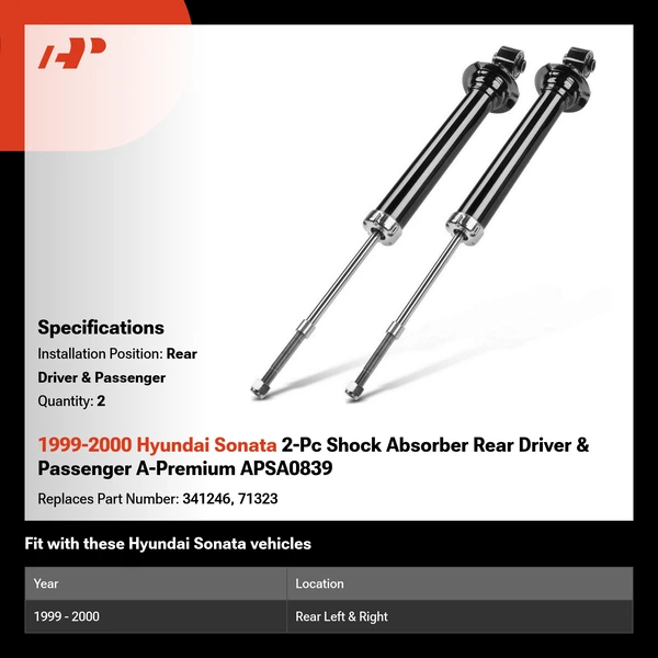1999-2000 Hyundai Sonata 2-Pc Shock Absorber Rear Driver & Passenger A-Premium APSA0839
