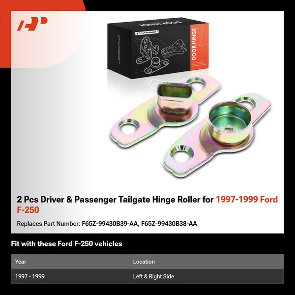 2 Pcs Driver & Passenger Tailgate Hinge Roller for 1997-1999 Ford F-250