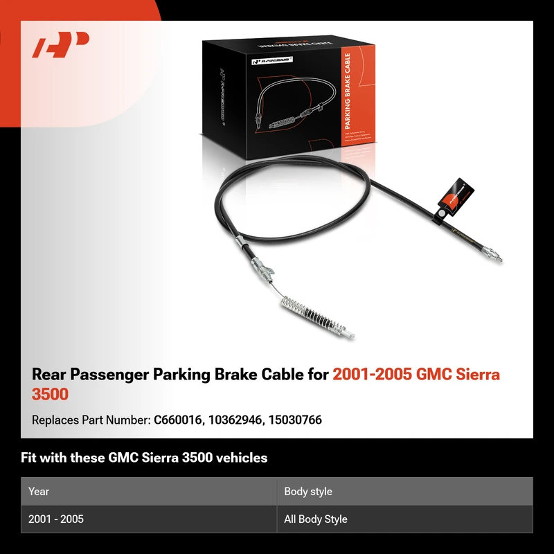 Rear Passenger Parking Brake Cable for 2001-2005 GMC Sierra 3500
