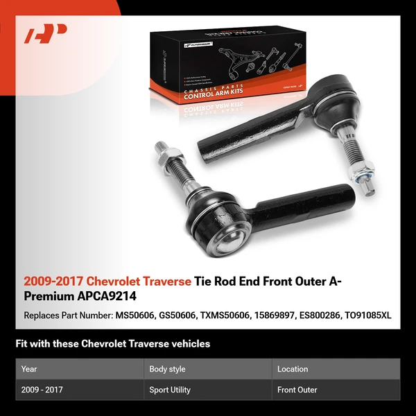 2009-2017 Chevrolet Traverse Tie Rod End Front Outer A-Premium APCA9214