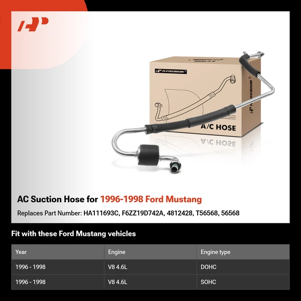 AC Suction Hose for 1996-1998 Ford Mustang