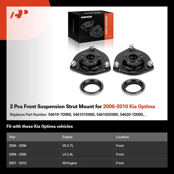 2 Pcs Front Suspension Strut Mount for 2006-2010 Kia Optima