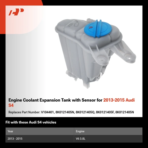 Engine Coolant Expansion Tank with Sensor for 2013-2015 Audi S4