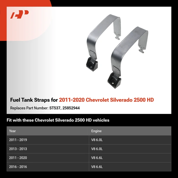 Fuel Tank Straps for 2011-2020 Chevrolet Silverado 2500 HD
