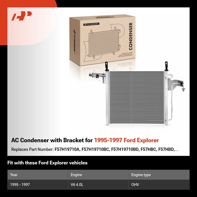 AC Condenser with Bracket for 1995-1997 Ford Explorer