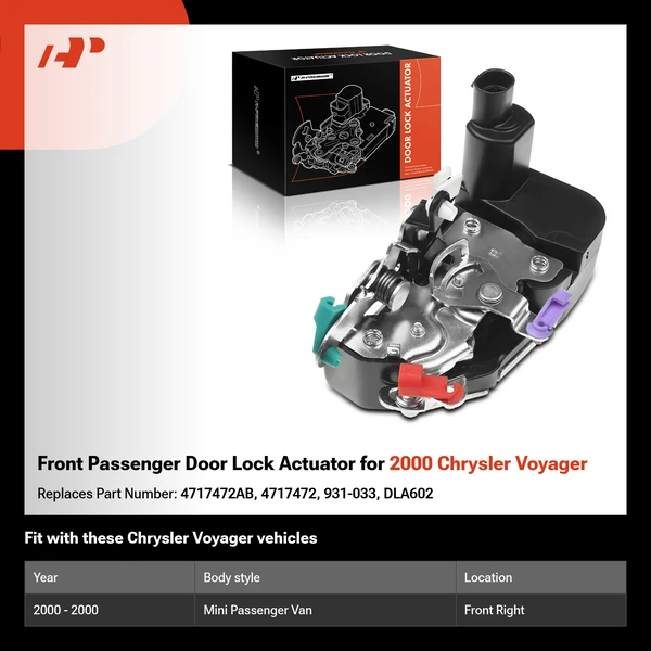 Front Passenger Door Lock Actuator for 2000 Chrysler Voyager