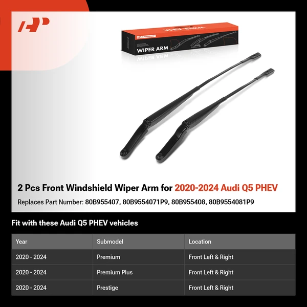 2 Pcs Front Windshield Wiper Arm for 2020-2024 Audi Q5 PHEV