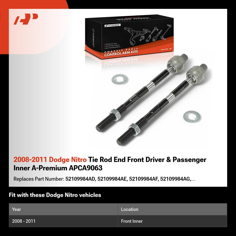 2008-2011 Dodge Nitro Tie Rod End Front Driver & Passenger Inner A-Premium APCA9063