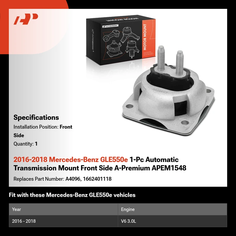 2016-2018 Mercedes-Benz GLE550e 1-Pc Automatic Transmission Mount Front Side A-Premium APEM1548