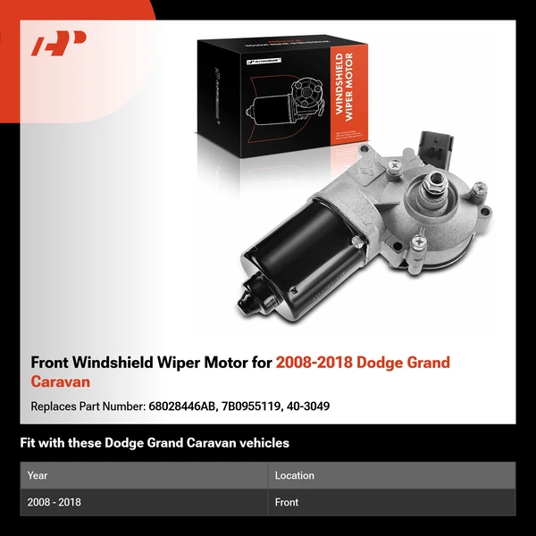 Front Windshield Wiper Motor for 2008-2018 Dodge Grand Caravan