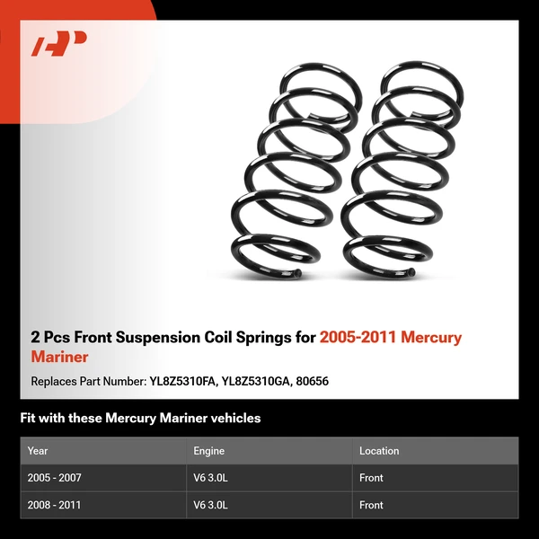 2 Pcs Front Suspension Coil Springs for 2005-2011 Mercury Mariner