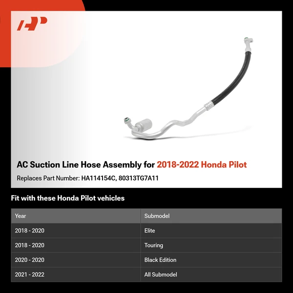AC Suction Line Hose Assembly for 2018-2022 Honda Pilot