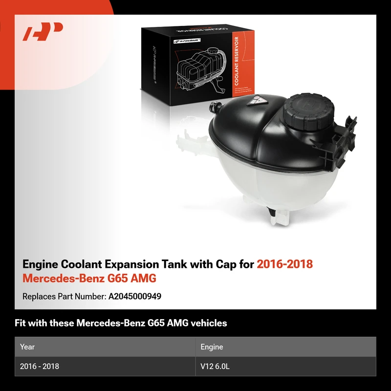Engine Coolant Expansion Tank with Cap for 2016-2018 Mercedes-Benz G65 AMG