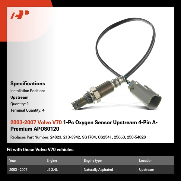 2003-2007 Volvo V70 1-Pc Oxygen Sensor Upstream 4-Pin A-Premium APOS0120