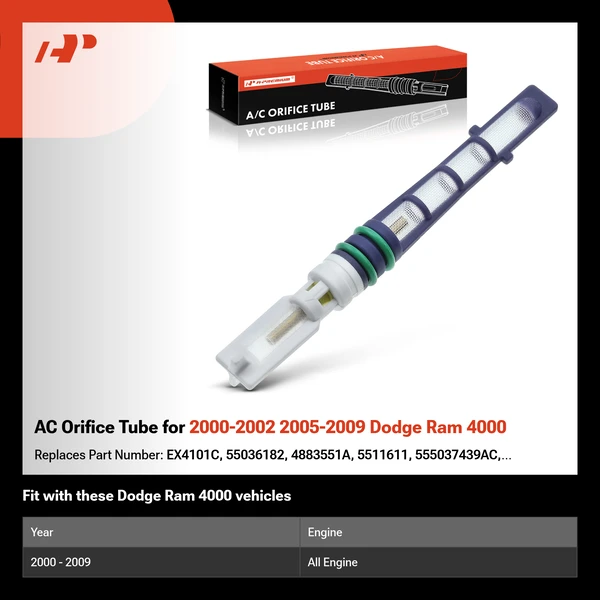 AC Orifice Tube for 2000-2002 2005-2009 Dodge Ram 4000
