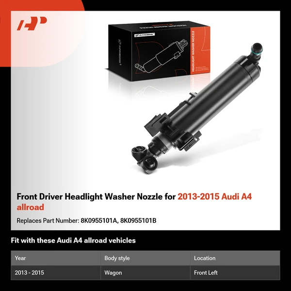 Front Driver Headlight Washer Nozzle for 2013-2015 Audi A4 allroad
