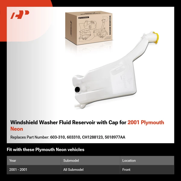 Windshield Washer Fluid Reservoir with Cap for 2001 Plymouth Neon