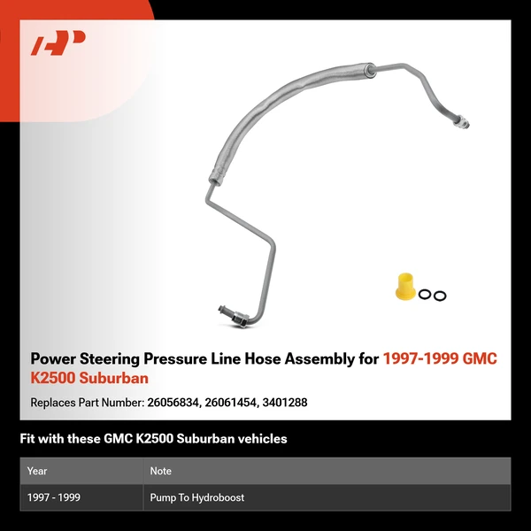 Power Steering Pressure Line Hose Assembly for 1997-1999 GMC K2500 Suburban