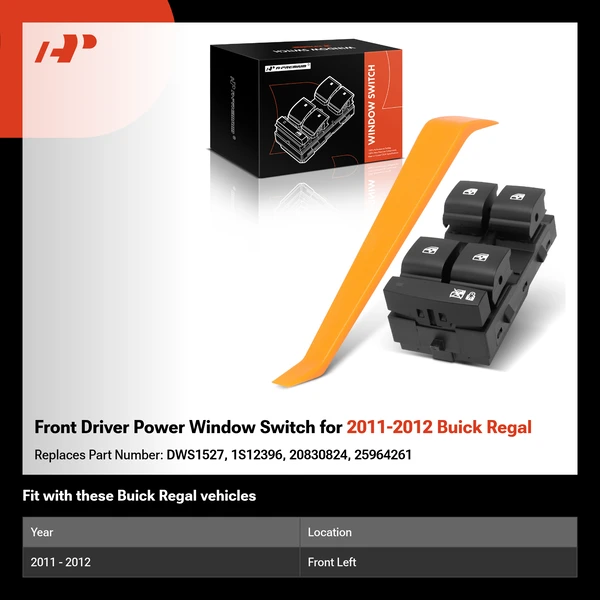 Front Driver Power Window Switch for 2011-2012 Buick Regal