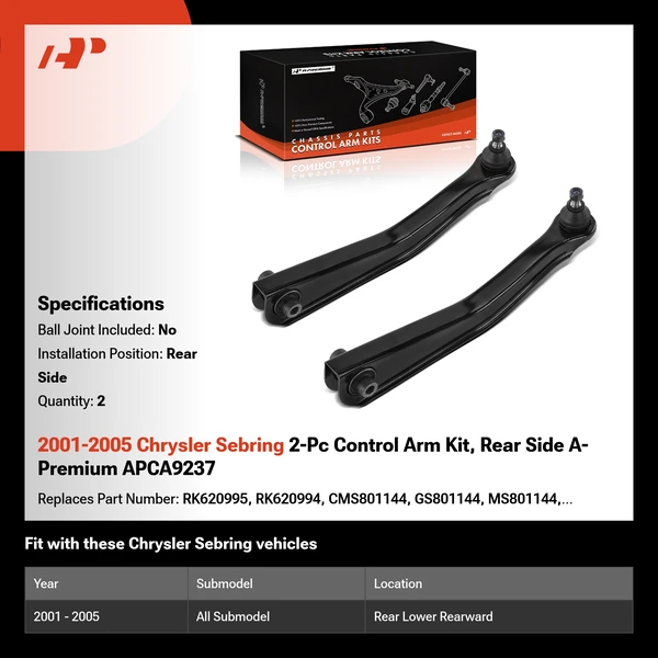 2001-2005 Chrysler Sebring 2-Pc Control Arm Kit, Rear Side A-Premium APCA9237