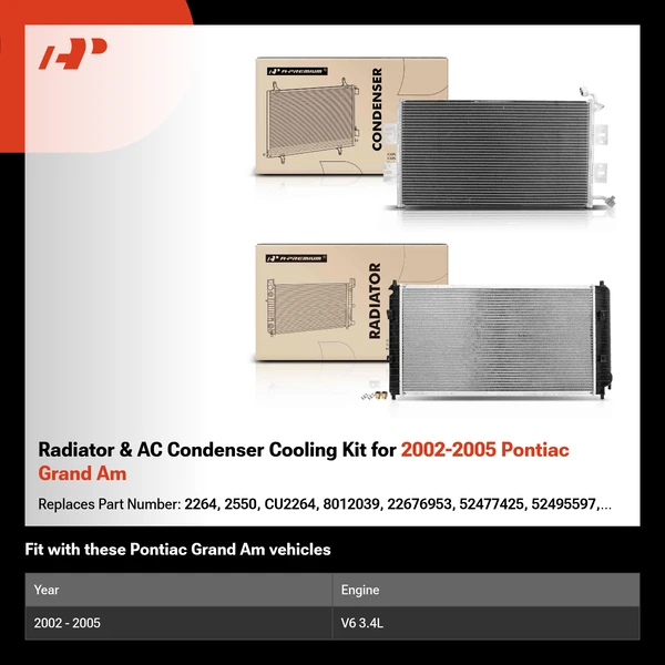 Radiator & AC Condenser Cooling Kit for 2002-2005 Pontiac Grand Am
