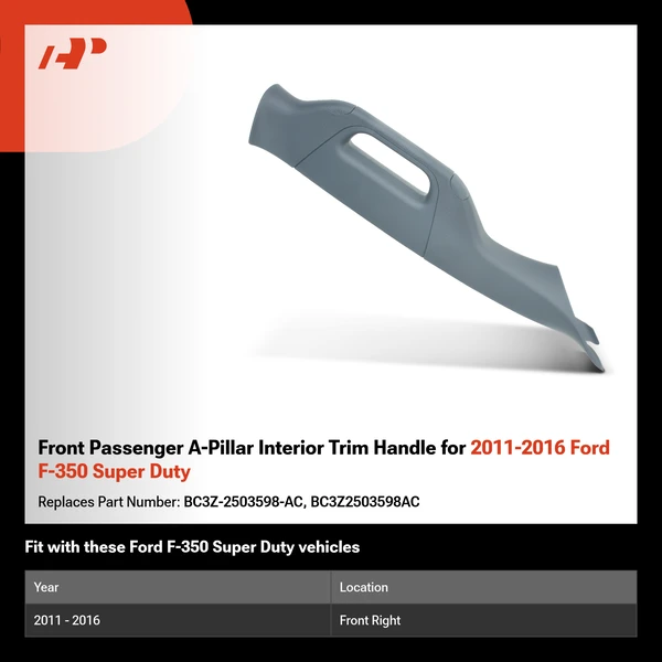 Front Passenger A-Pillar Interior Trim Handle for 2011-2016 Ford F-350 Super Duty