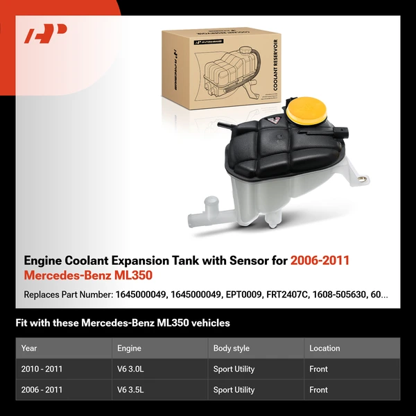 Engine Coolant Expansion Tank with Sensor for 2006-2011 Mercedes-Benz ML350