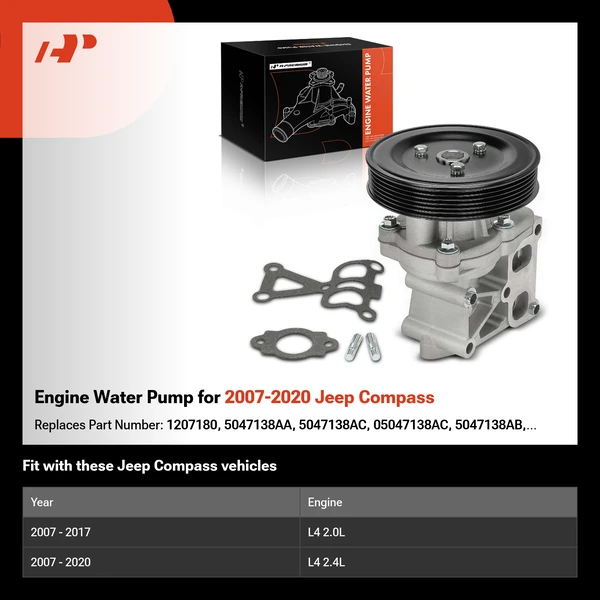 Engine Water Pump for 2007-2020 Jeep Compass