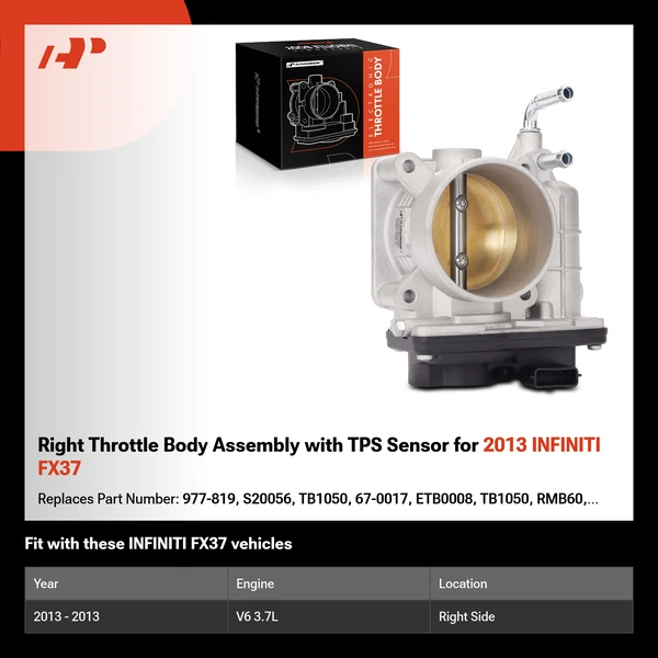 Right Throttle Body Assembly with TPS Sensor for 2013 INFINITI FX37